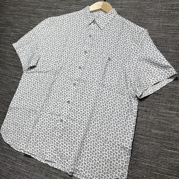 Age Of Wisdom Shirt Men's Small White Paisley Short Sleeve Button Up Modal - Picture 5 of 13